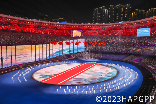 杭州アジアパラ競技大会(2023)開会式会場の様子